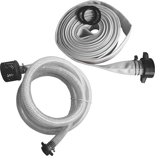 Güde 94506 Schlauch-Set für GMP 15.22 (1,5 Anschlussgewinde, Set bestehend aus: 4 m Ansaugschlauch und 10 m Abgangschlauch) Weiß