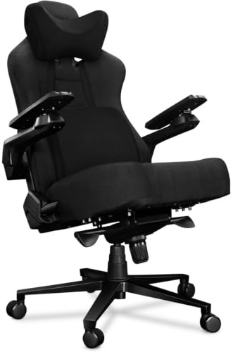YUMISU 2049 Bürostuhl Gaming Stuhl Schwarz - Gamingstuhl mit Memory Foam Kissen in Velours - Gamer Stuhl Stoff mit D-Cross-Armlehnen - Gaming Sessel mit Leisen Gummiräder - Computerstuhl 150 kg
