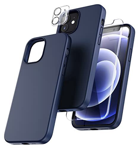 TOCOL Silicone for iPhone 12 Case 6.1-Inch, Liquid Silicone Multi-Color Slim Silky-Soft Touch Anti-Scratch Shockproof Protective Phone Cover, Blue