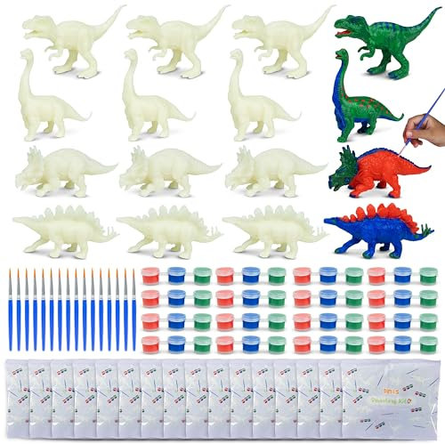 BONNYCO Dinosauri Gadget Compleanno Bambini Figure da Dipingere 16 Pezzi Regalini Fine Festa Compleanno, Regalino Fine Festa Dopo Invitati, Pensierini Kit Lavoretti Gadget Dinosauri Giocattolo