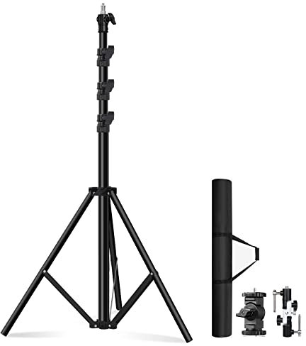 Soonpho Lampenstativ 300cm Spring Buffer Lichtstativ,Rostfreier Stahl Blitzstativ Galgenstativ mit Aufbewahrungstasche und 1/4,3/8 Zoll Adapter für Studio Videoaufnahmen, Reflektor, Licht, Softbox