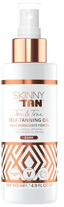 Skinny Tan Self Tan Oil Spray – Hydrating Fake Tan & Tan Oil for a Natural Glow – Fast-Drying Self Tan for Pale Skin – Lightweight Fake Tan Spray – Dark 150ml