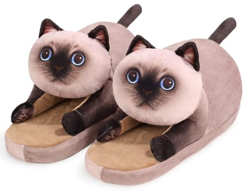 Openhahaha Zapatillas Casa Mujer Hombre, Zapatillas Gato Originales, Pantuflas Divertidas de Animales para Invierno