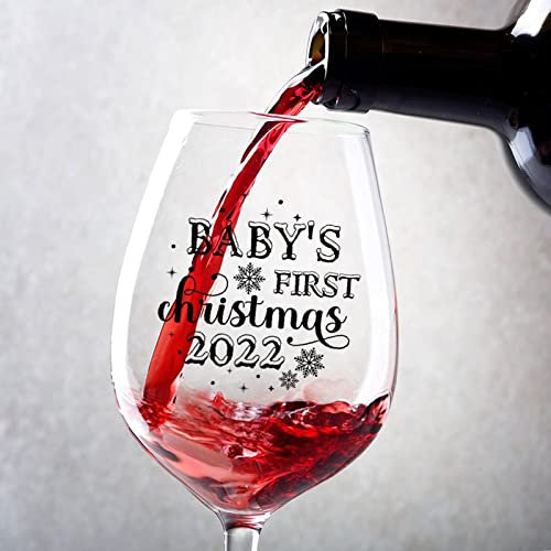 Rimego Lot de 2 verres à vin rouge ou blanc pour le premier Noël de bébé, 500 ml, verres à vin rouge ou blanc pour mariages ou anniversaires