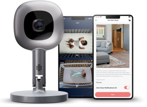 Nanit Pro Smart Baby Monitor & Flex Stand - 1080p Secure Wi-Fi Video Camera, Sensor-Free Sleep & Breathing Motion Tracker, 2-Way Audio, Sound & Motion Alerts, Night Vision, and Breathing Band - Silver