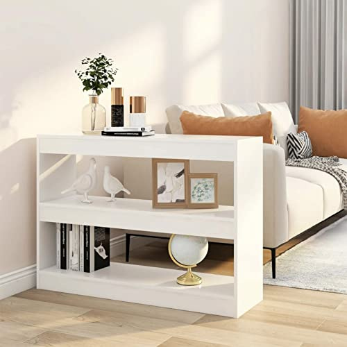 JUNZAI Estantería/Divisor de Espacio, Libreria Estanteria, Estanteria Libros, Estanteria Alta, Estanteria Escalera, Estanterias Habitacion Juvenil,s Blanco 100x30x72 cm