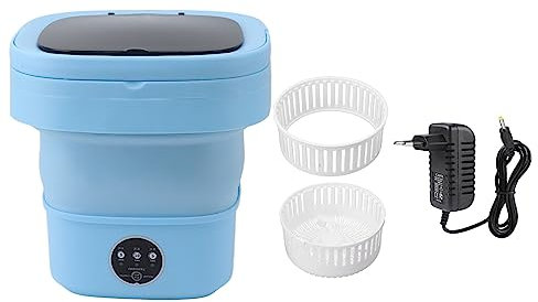 Fabater Machine à Laver Portable, Mini Machine à Laver Pliable avec Panier de Vidange, Parfaite pour Appartement, Blanchisserie, Camping, Camping-Car, Voyage (Bleu)