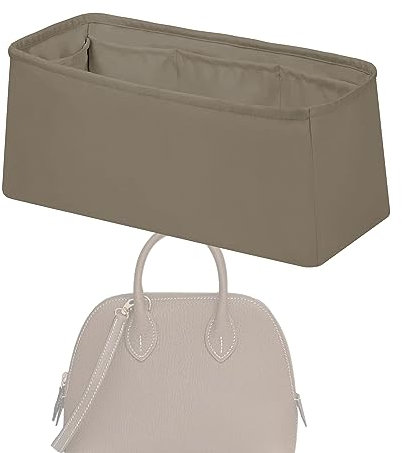 XYJG Seide Handtasche Einsatz Organisator für Hermes Bolide Mini/21/25/27/30/31/35/45 Taschen, Luxuriöser Tasche Tote Einsatz, Leicht(Bolide 1923Mini, Gris Tourterelle)