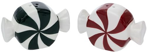 Boston International Juego de salero y pimentero de cerámica para encimera de cocina y mesa, juego de 2, menta vintage