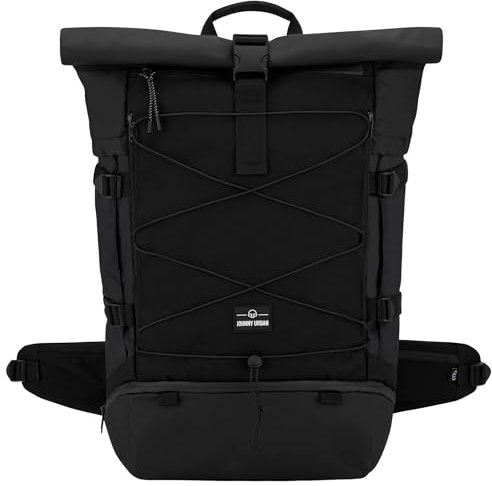 Johnny Urban Reiserucksack Damen & Herren Schwarz - Allen Travel XL - 48L Rolltop Rucksack Groß - Idealer Backpack für Reisen Ausflüge Trips - Wasserabweisend