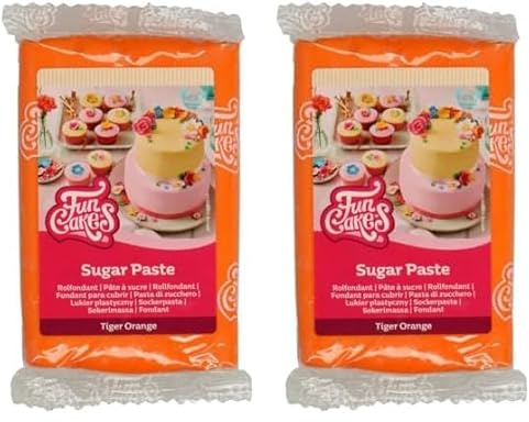 FunCakes Pasta De Azúcar Anaranjado Tigre 250 G (Paquete de 2)