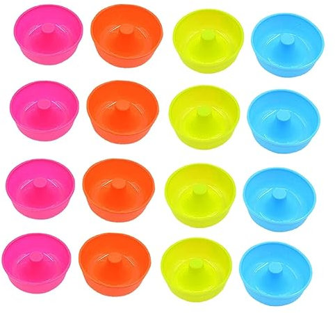 OUNONA Silicone Doughnut Cake Molds Set 16pcs, Non-Stick Mini Round Baking Pans for Desserts, Multi-Color Silicone Baking Moulds for Household Kitchen Use