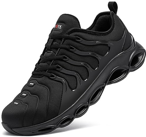 LARNMERN Zapatos de Seguridad para Hombre Zapatillas de Seguridad Cómodo Ligeras Punta de Acero Amortiguación Moda Respirable Calzado de Seguridad(Negro,50 EU)