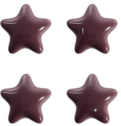 Clayre & Eef Türknauf 4er Set Stern Ø 4 cm Violett Keramik Möbelknopf