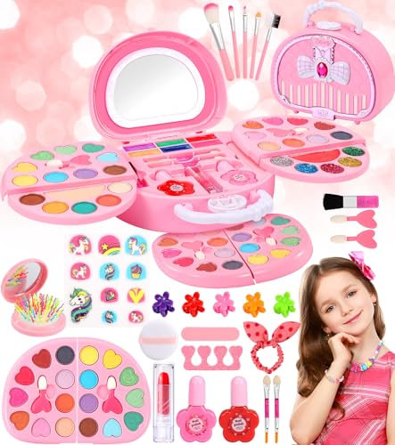 Ophy Schminkkoffer Mädchen - Waschbar Kinderschminke Set Mädchen Mädchen Spielzeug Halloween Geburtstags Weihnachts Geschenke Kinder Make Up Set für Spielzeug Mädchen 3 4 5 6 7 8 9 10 11 12 Jahre