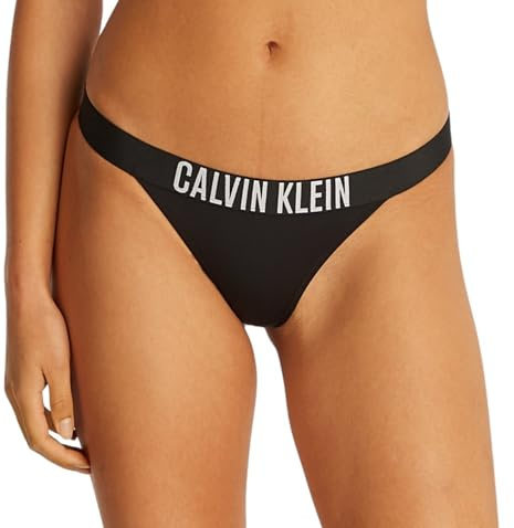 Calvin Klein Women’s Brazilian Bikini Bottoms with Logo Waistband, Black (Pvh Black), L