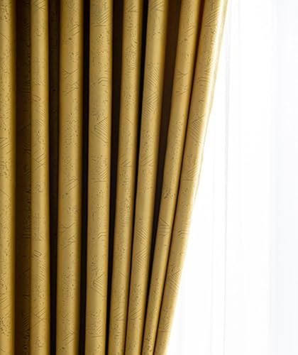 KnSam 2er Set Gelb Wohnzimmer Vorhang Fenster, Verdunkelungsvorhang Schlaufen Einfarbig, Polyester Ösen Verdunkelungsvorhang Extra Breit Verdunkelungsvorhang mit Ösen, Jeder B 96 x H 160cm