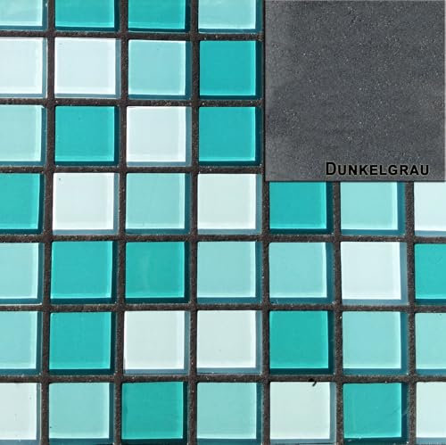 MOSAIK Fugenmasse | DUNKELGRAU | 1kg | Optimiert für 1mm-4mm schmale Fugen im Innen- und Außenbereich auf Wand- und Bodenflächen | Frostfest