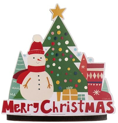 dekora - Cake Topper mit der Angabe „Merry Christmas - Weihnachten Tortendekoration Lebensmittelsicher - Bemaltes Topping zum Verzieren von Weihnachtstorten - Abmessungen 11 x 11 cm
