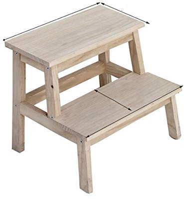 Sgabello a gradini, Sgabello Pieghevole, Sgabello in Legno Multifunzionale, sedie a Scala Semplice a Due Strati, 6 Colori (Naturale 39,5 × 50 × 36 cm)