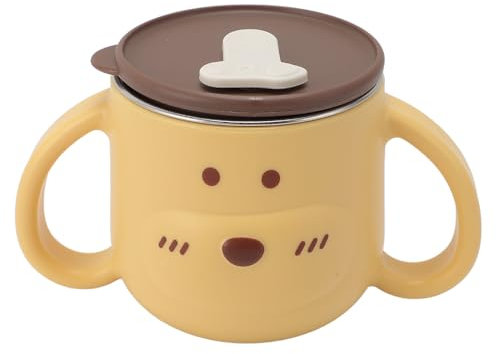 Asixxsix Tazza Isolante in Acciaio Inossidabile per Bambini con Cannuccia, Design Simpatico Cartone Animato, Previene Fuoriuscite, Tazza da Latte Ideale per Bambini, capacità 250 Ml