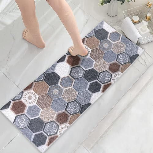 MORROWCAMP Duschmatte rutschfest 40x100 cm Weich Badewannenmatte, Antibakterielle Badematte mit Ablauflöchern, Antirutschmatte Dusche für Badewanne und Nassbereiche (braun)