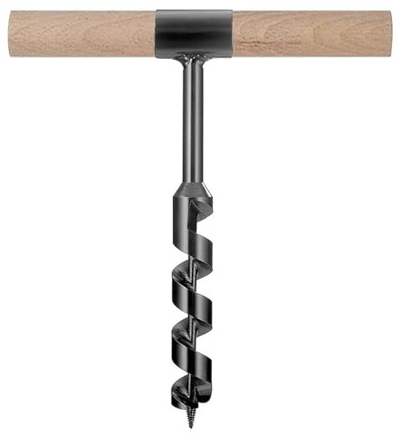 Manueller Handbohrer und Hand-Holzbohrer für Holz-Camping-Unterschlupfbau, Mehrzweck-manueller Überlebensbohrer mit einem Holzstab -Lochsägen-Bit zum Befestigen der Zeltnägel(0.63in,11.8in)