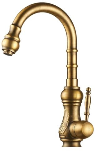 GCYEIDMA Mixer Tap Kitchen Sink Vintage Style Taps Antique Brass Kitchen Faucet Bronze Finish,water Tap Kitchen Swivel Spout Vanity Sink Mixer Tap