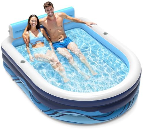 VISTOP Aufblasbarer Pool für Erwachsene oder Kinder mit Sitzen/Getränkehaltern, groß, verdickt, extra groß, Kleinkinder, kühles Schwimmbad, Familie, Sommer, aufblasbar, Wasserpools für Outdoor