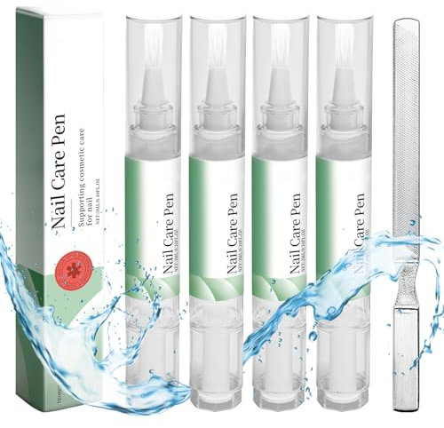 4 Stück Nail Care Pen, Das Original mit Nagelfeile, Nagelöl Stift, Enthält natürliche Inhaltsstoffe Wie Süßmandelöl, Jojobasamenöl, Kokosöl, Olivenöl
