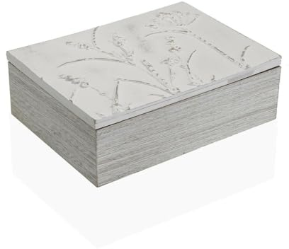 Caja para Infusiones Versa Blanco Madera MDF 18 x 7,5 x 24 cm Flores - Marca: Versa - EAN: 8420327556738