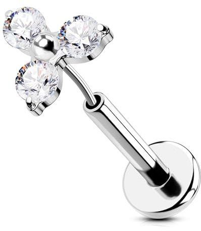 OUFER 16G Helix Earring 316L-Chirurgenstahl Threadless Earring Klar CZ Conch Piercing 6/8 mm Helix Ring Knorpel Ohrpiercing Helix Ohrringe Tragus Piercing Helix Ohrring