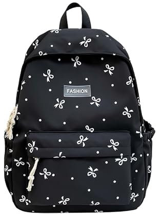 ANKICK Kids School Backpack, Cute School Bags, Kawaii Bow Nylon Rucksack Handbags, Aesthetic Casual Laptop Book Bag Daypack Children's Backpacks for Girls