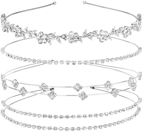 Haarreif Strass, 4 PCS Strass Glitzer Sparkly Silber Stirnbänder, Braut Haarreif, Silber Haarband Damen, Haarschmuck Hochzeit, Elegant und stilvoll Stirnband, für Geburtstage und Verabredungen