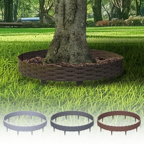 10er Set-10m Rasenkante Flexibel, Beetumrandung Rattan-Imitationszaun Dekoelement für Garten, Gartenzäune Wetterbeständig, Rasengitter Kunststoff für Beete und Blumenbeete, Umzäunung, Braun