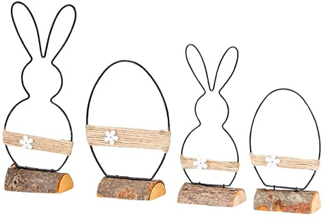 levandeo 4er Set Deko Aufsteller Hase Metall Schwarz Osterdeko Osterei Tischdeko Frühlingsdeko Dekohase Ostern Osterhase Metalldeko