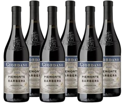 Giordano – Box Barbera Piemonte DOC 2022 – Vino Rosso Secco Piemontese da Uve Pregiate, Intenso e Vellutato – 6 Bottiglie da 75 cl