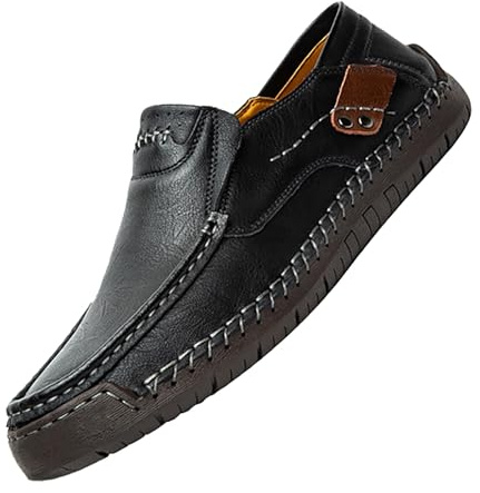 Mocassins en cuir pour homme - Chaussures basses à enfiler - Baskets d'été légères et confortables - Respirantes - Chaussures habillées décontractées à semelle souple