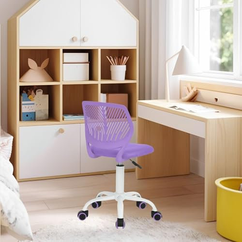 FurnitureR Kinderstuhl höhenverstellbar für Schreibtisch, ergonomischer bunter Jugendstuhl mit Rückenlehne & Armlehnen, Drehstuhl mit 5 Rollen, für Kinder 3–10 Jahre, bis 100 kg belastbar