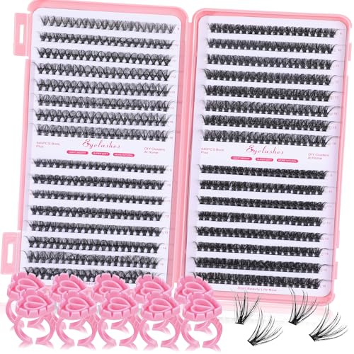 Lash Clusters, 640 Pcs Eyelashes Cluster Extensions Fluffy Individual Lashes 30D 40D 50D 60D D Curl False Eyelashes with 10pcs Ring Rubber Holder,9-16mm