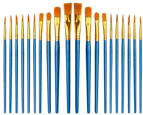 20 Pièces Pinceaux Peinture, Nylon Pinceaux Acrylique, 10 Tailles différentes, Artiste Set, pour Acrylique, Peinture à l'huile, Aquarelle et Gouache