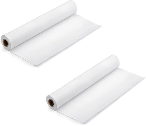 Rollo de papel de dibujo blanco de 44 cm x 15 m, rollo de papel de manualidades para pintar, bocetos, envolver regalos, tablero de anuncios y arte de pared, 2 rollos