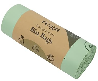 80L Biodegradable Bin Bags | Pack of 20 | Biodegradable Bin Liners for Kitchen & Home | Compostable 80L Bin Liners | Eco Friendly | Re:gn