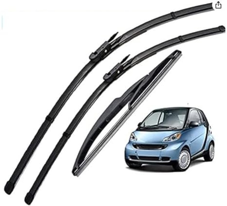 Jeu d'essuie-Glaces Avant et arrière pour Smart ForTwo W451 Coupe 2007-2014, 2 Lames Avant + 1 arrière - Résistance aux intempéries Installation Facile