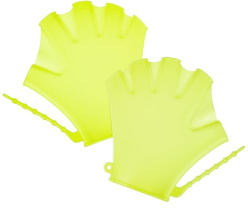 BIUDECO Guantes de Natación Infantiles de Silicona Fluorescente Palas de Natación Ajustables para Entrenamiento en Piscina Guantes de Agua para Resistencia y Fortalecimiento Muscular