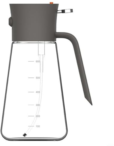 Pulverizador de aceite recargable para botella con función de pulverización y vertido para uso en cocina en hornear, asar, freír y aderezar (gris)
