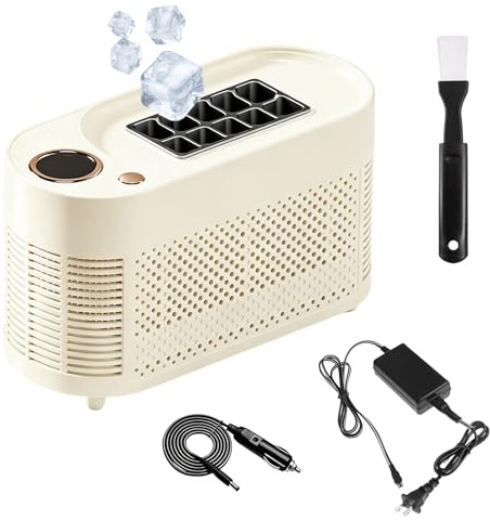 Mini Ice Maker Machine Countertop,10 Cubes in 10-15 Mins,12V/AC Dual-Power | Portable Ice Cube Maker, Fast Ice Making Machine Compact,(Holl/Solid Md)SelfCleaning,Low Noise,for Car,Home,Office,RV &Camp