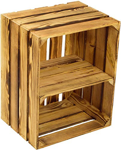 Kistenkolli Altes Land Massive Schuh- Bücherregalkiste Obstkiste Weinkiste Maße ca 50 x 40 x 31cm xxxaus dem Alten LandxxxWeinkisten Obstkisten Holzkiste Dekokiste Regal (Geflammt quer)