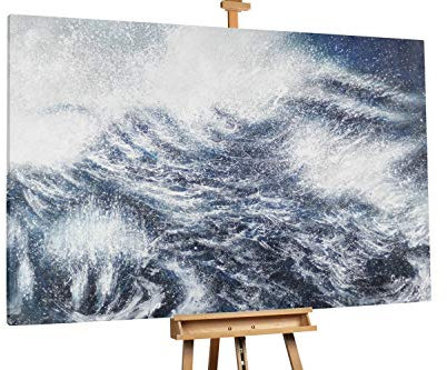 KunstLoft® XXL Gemälde 'Stormy Sea' 180x120cm | original handgemalte Bilder | Abstrakt Meer Grau Weiß | Leinwand-Bild Ölgemälde einteilig groß | Modernes Kunst Ölbild