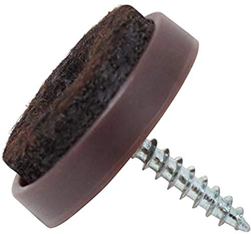Adsamm® / 16 x Filzgleiter mit Schraube/Braun/Ø 24 mm/rund/Möbelgleiter zum Schrauben in Premium-Qualität